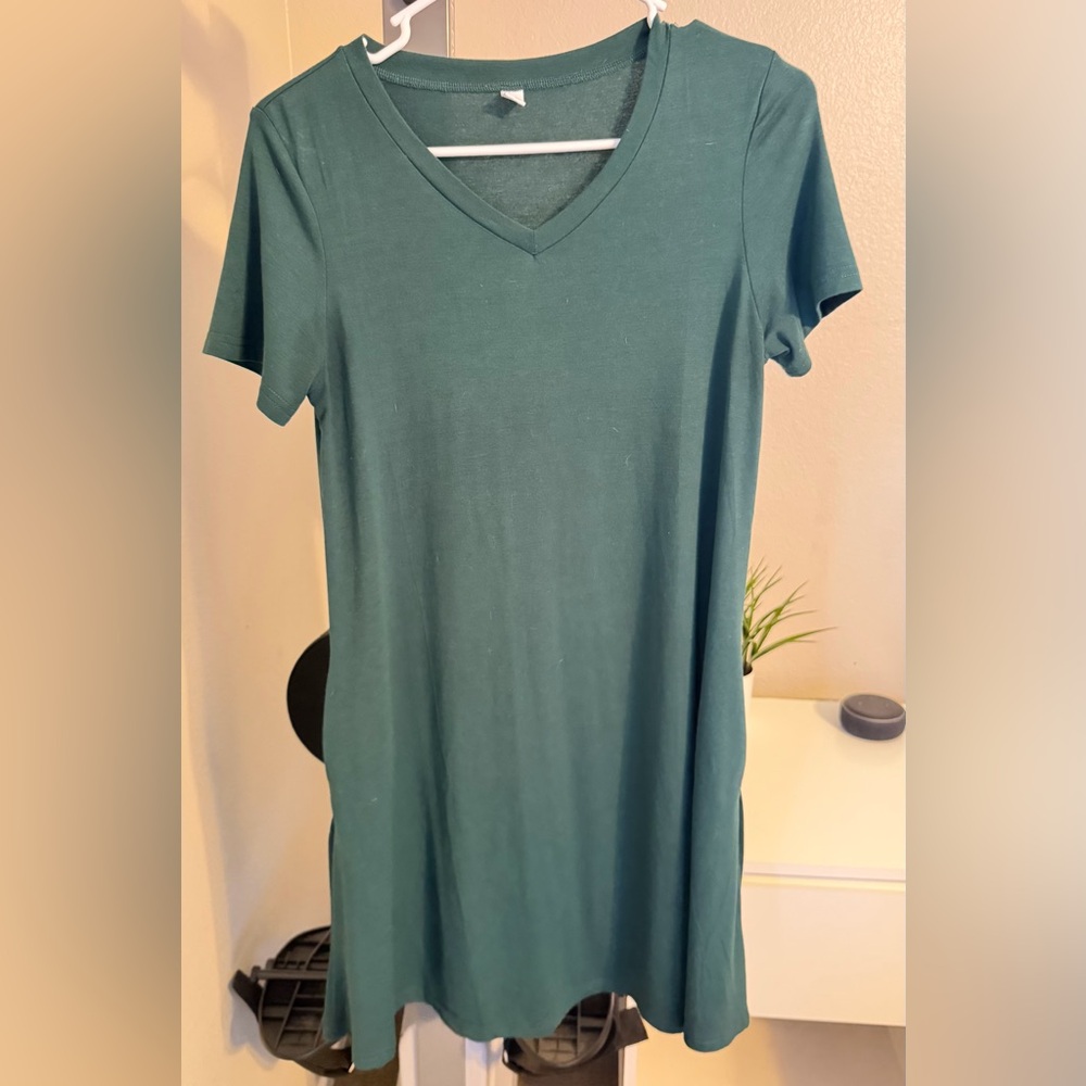 SHEIN Green V-Neck Dress